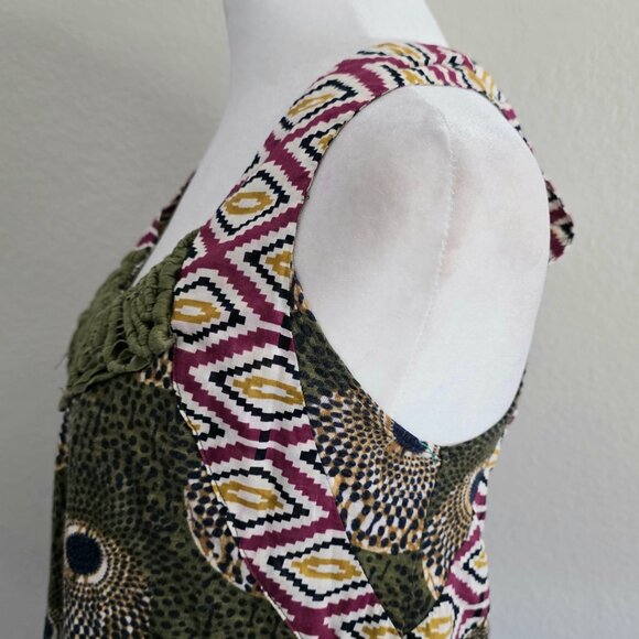 fei Anthropologie Top Tank Sleeveless African Tribal Abstract Macrame Size M S - Picture 4 of 8